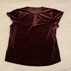 Ann Taylor Velvet Blouse w/Keyhole Opening, Large